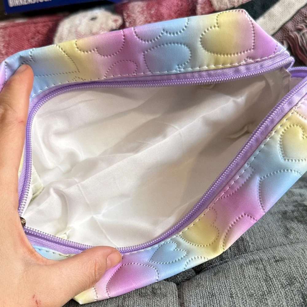 Pastel Heart Quilted Cosmetic Bag - Picture 2 of 5